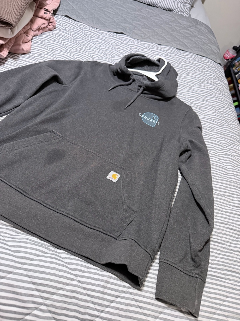 Carhartt Dark Gray Pullover Hoodie with Small Chest Logo